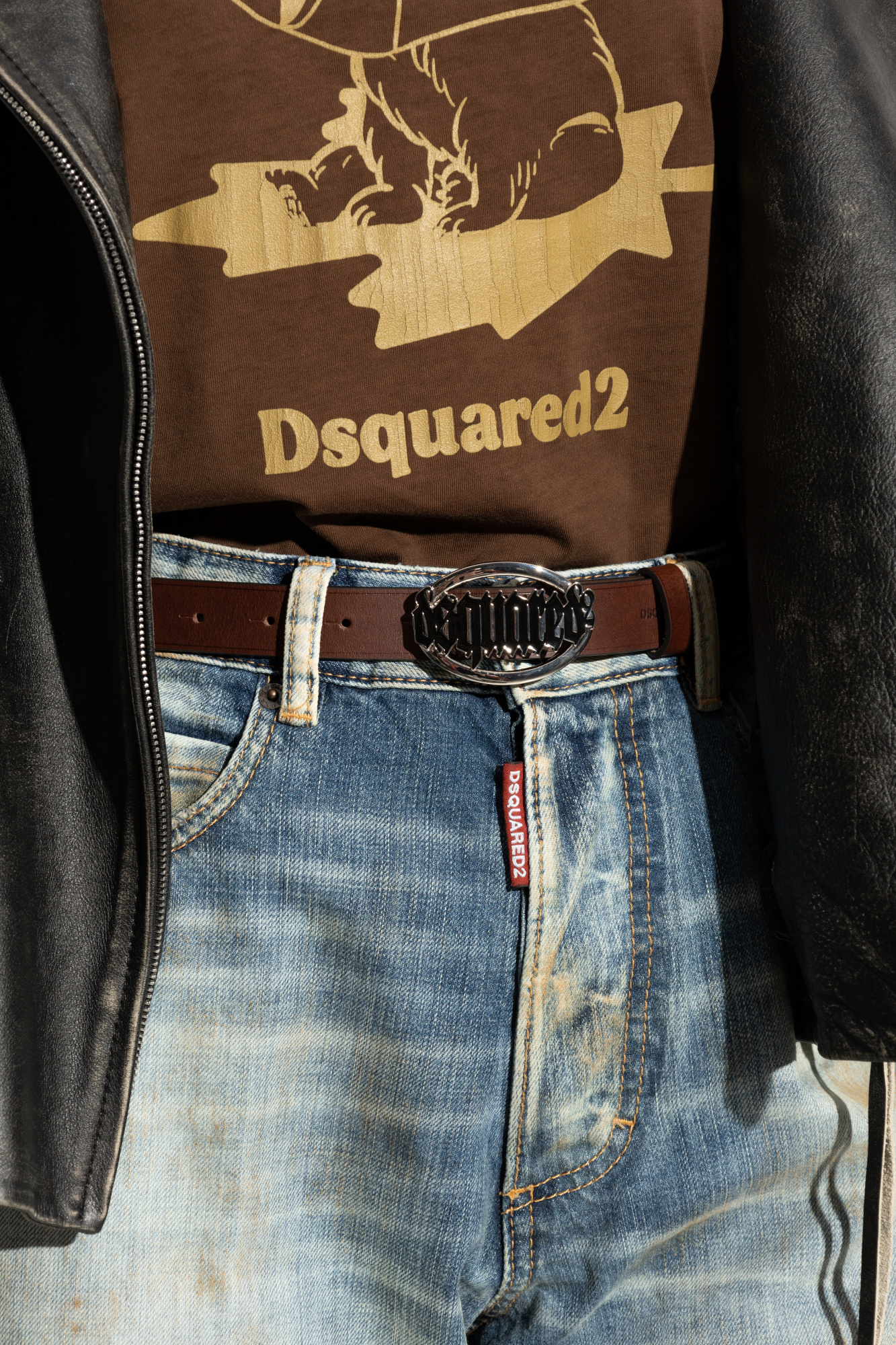 Brown Leather belt Dsquared2 - Vitkac Italy